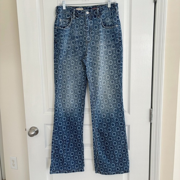 Pilcro The Icon Floral Printed Wide Leg Jeans 28 Blue Anthropologie - Picture 10 of 10